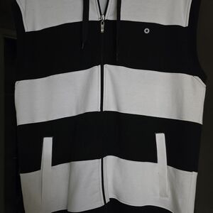 South Pole Black and White Zip-Up Vest